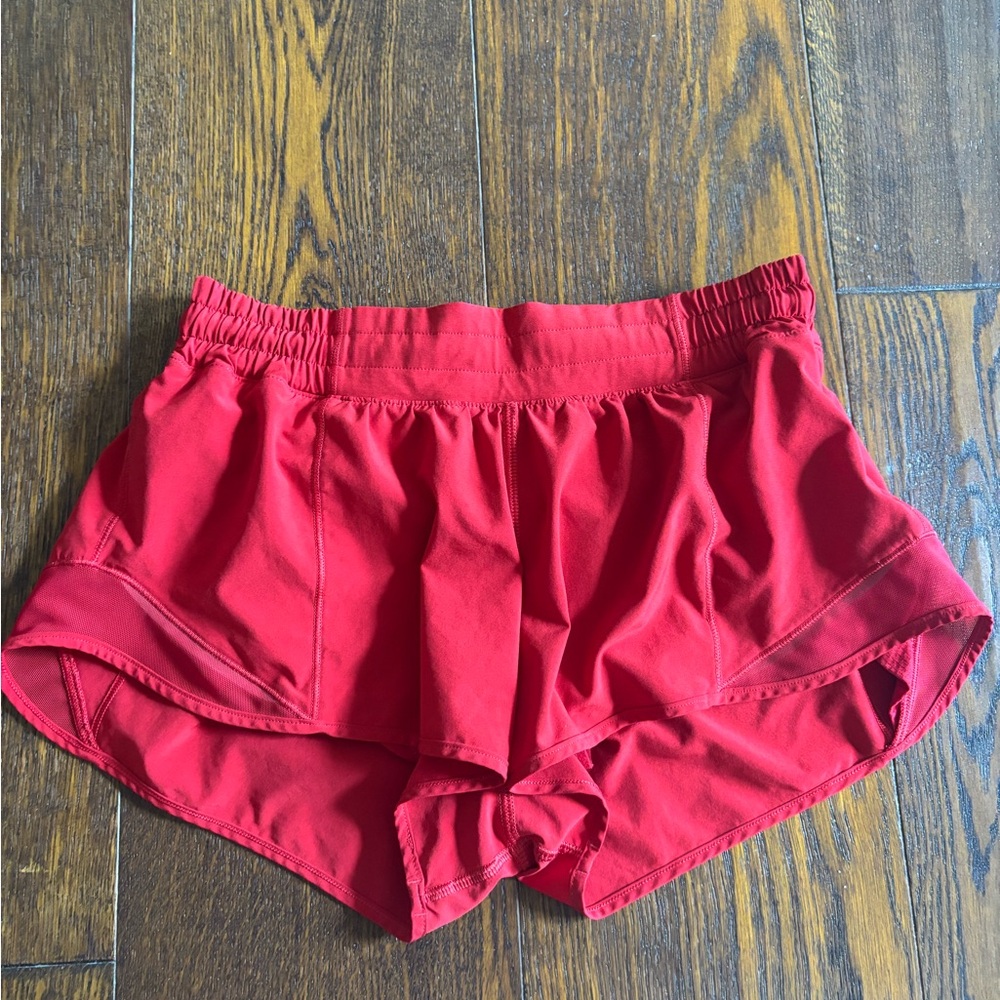 Red lululemon shorts
